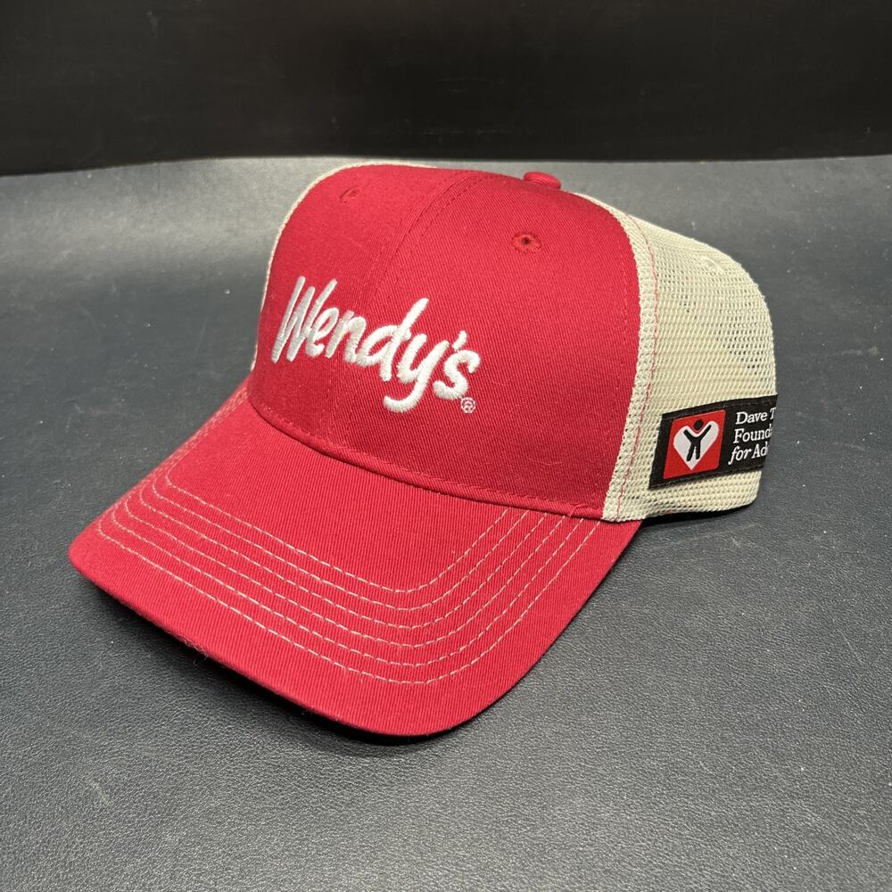 Wendy’s Adjustable Trucker Hat Red Embroidered Dave Thomas Foundation Cap
